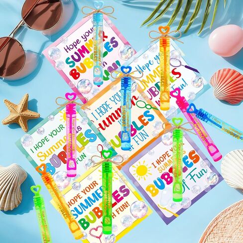 WorldBazaar 36 Pcs End of Year Gifts Mini Bubble Wands Gift Cards Set End of School Year Gifts for Students Kids Bubble Summer Party Favors with Tag Ribbon for Graduation Party Goodie Bag Stuffer in Kuwait