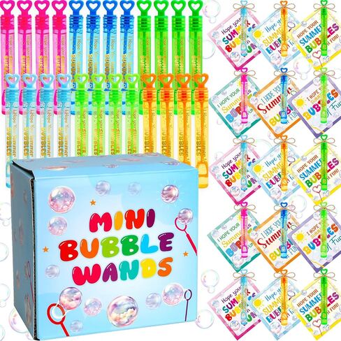 WorldBazaar 36 Pcs End of Year Gifts Mini Bubble Wands Gift Cards Set End of School Year Gifts for Students Kids Bubble Summer Party Favors with Tag Ribbon for Graduation Party Goodie Bag Stuffer in Kuwait