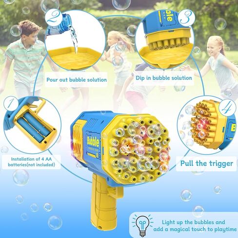 LUSJNGE Mini Bubble Gun 2 Pack for Kids Toddlers Automatic 40 Holes Bubble Blaster Gun Machine with Bubble Solution, Pink Blue in Kuwait