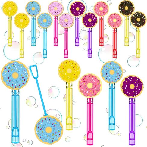24-Pack Donut-Themed Bubble Wands – Decor (Assorted Donut Shapes) Party Favors, Goodie Bag Stuffers & Piñata Fillers for Donut-Themed Birthdays, Baking Parties & Family Backyard Gatherings in Kuwait