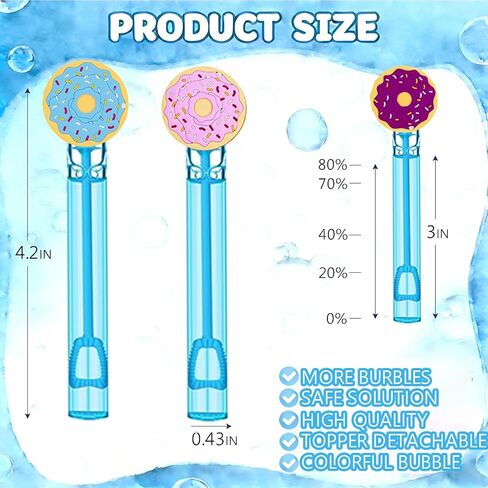 24-Pack Donut-Themed Bubble Wands – Decor (Assorted Donut Shapes) Party Favors, Goodie Bag Stuffers & Piñata Fillers for Donut-Themed Birthdays, Baking Parties & Family Backyard Gatherings in Kuwait