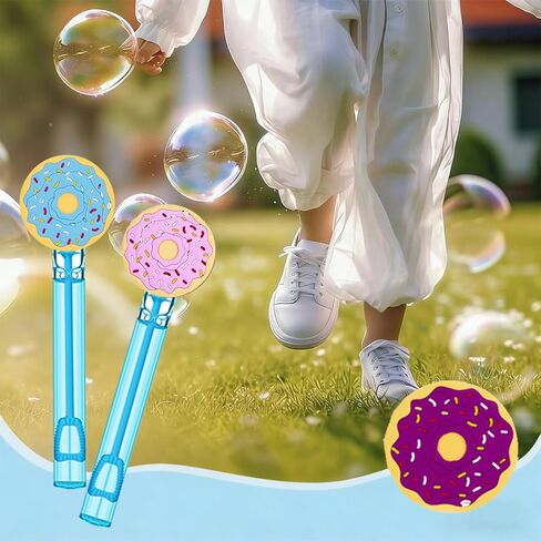 24-Pack Donut-Themed Bubble Wands – Decor (Assorted Donut Shapes) Party Favors, Goodie Bag Stuffers & Piñata Fillers for Donut-Themed Birthdays, Baking Parties & Family Backyard Gatherings in Kuwait