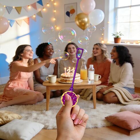 24-Pack Donut-Themed Bubble Wands – Decor (Assorted Donut Shapes) Party Favors, Goodie Bag Stuffers & Piñata Fillers for Donut-Themed Birthdays, Baking Parties & Family Backyard Gatherings in Kuwait
