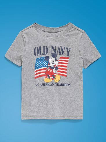 تي شيرت مطبوع عليه شعار Old Navy x Disney Mickey Mouse للجنسين للأطفال الصغار - رمادي in Saudi Arabia