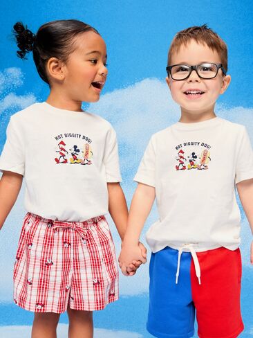 Old Navy Old Navy x Disney Mickey Mouse Unisex Logo-Graphic T-Shirt for Toddler - Sea Salt in Kuwait