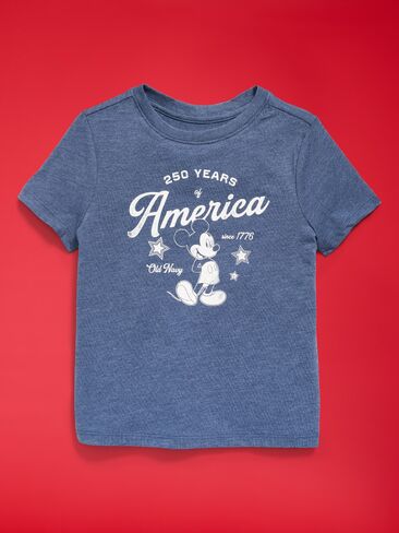 Old Navy Old Navy x Disney Mickey Mouse Unisex Logo-Graphic T-Shirt for Toddler - Pacific Blue in Kuwait