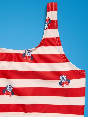 بدلة سباحة قطعة واحدة بفتحات من ديزني ميني ماوس للبنات من Old Navy Old Navy x Disney - خطوط حمراء in Kuwait