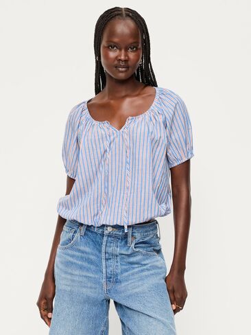 بلوزة فقاعية بأكمام قصيرة من Old Navy - شريط أحمر وأزرق in Kuwait