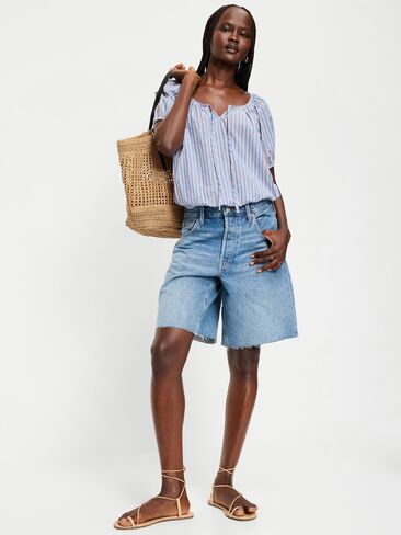 بلوزة فقاعية بأكمام قصيرة من Old Navy - شريط أحمر وأزرق in Kuwait