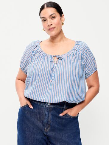 بلوزة فقاعية بأكمام قصيرة من Old Navy - شريط أحمر وأزرق in Kuwait