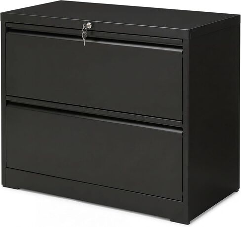 SIMPLI-Magic 2-Drawer File Cabinet with Lock - Metal Filing Cabinet for Home Office, Letter/Legal/F4/A4 Hanging Files, Compact Space-Saving Design, Black in Kuwait