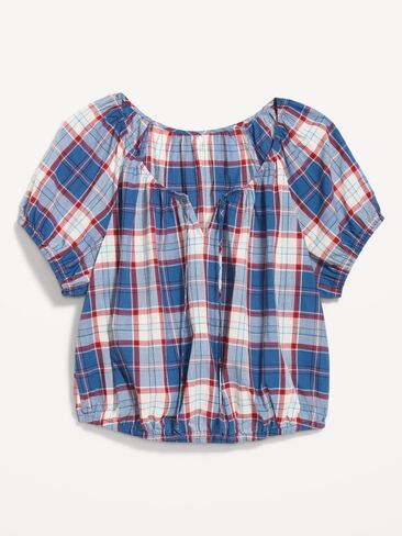 بلوزة فقاعية بأكمام قصيرة من Old Navy - أزرق منقوش in Kuwait