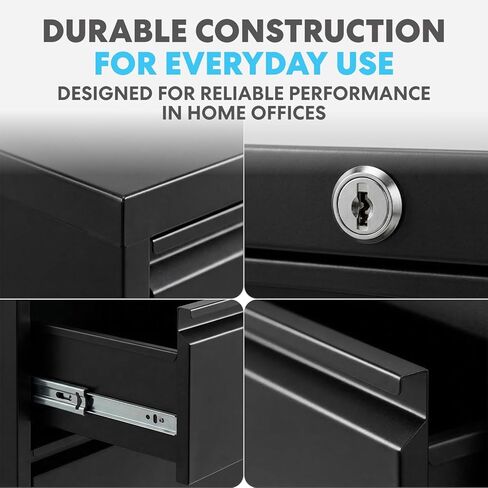 SIMPLI-Magic 2-Drawer File Cabinet with Lock - Metal Filing Cabinet for Home Office, Letter/Legal/F4/A4 Hanging Files, Compact Space-Saving Design, Black in Kuwait
