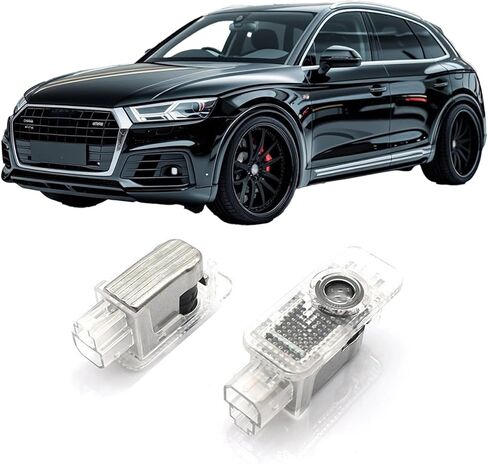 2Pcs Never Fade Car LED Door Light Logo Projection Puddle Lights Compatible with A3/A4/A5/A6/A7/A8/Q3/Q5/Q7/R8/TT/RS/S3/S4/S5/S6 Accessories (White and red) in Kuwait