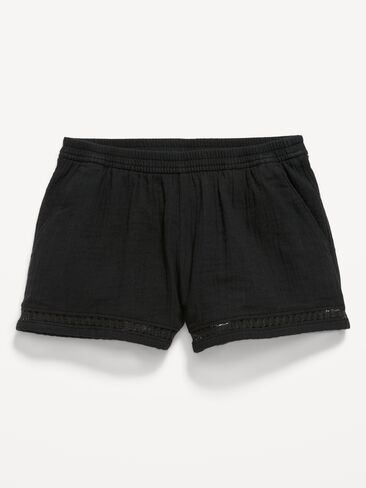 شورت Old Navy بنسيج مزدوج وأطراف كروشيه للبنات - بلاك جاك in Kuwait