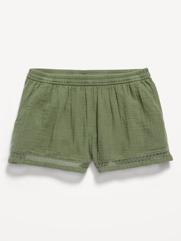 شورت Old Navy بنسيج مزدوج وأطراف كروشيه للبنات - زيتوني من خلال هذا in Kuwait