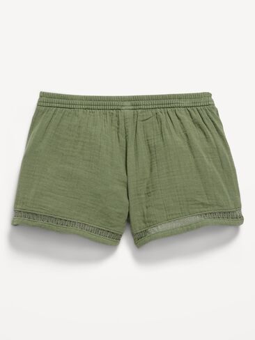 شورت Old Navy بنسيج مزدوج وأطراف كروشيه للبنات - زيتوني من خلال هذا in Kuwait