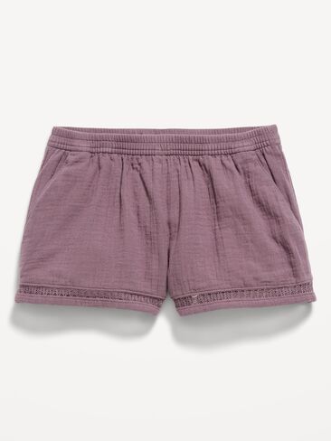 شورت بناتي بأطراف كروشيه بنسيج مزدوج من Old Navy - بنفسجي ريحاني in Kuwait