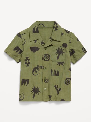 Old Navy Printed Short-Sleeve Crinkled Pocket Shirt for Toddler Boys - Norfolk Pine in Kuwait