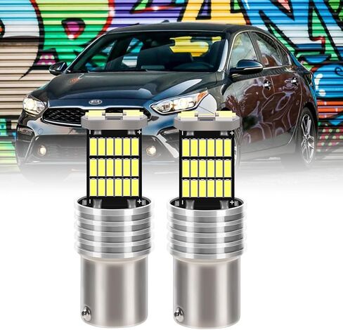 مجموعة كاملة 4014 SMD 1157 / P21/5W / 2057/2357 / 7528 LED DRL/مجموعة مصابيح وقوف السيارات لسيارة Kia Forte 2019، 6000K أبيض، CANbus خالية من الأخطاء، التوصيل والتشغيل، 2 حزمة in Kuwait
