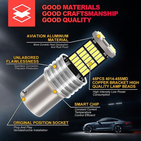 مجموعة كاملة 4014 SMD 1157 / P21/5W / 2057/2357 / 7528 LED DRL/مجموعة مصابيح وقوف السيارات لسيارة Kia Forte 2019، 6000K أبيض، CANbus خالية من الأخطاء، التوصيل والتشغيل، 2 حزمة in Kuwait