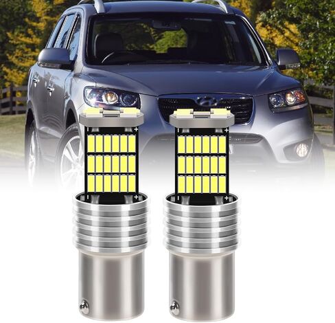 2 عبوة 1157 لمبات LED لسيارة هيونداي سنتافي 2001-2019 | 6000K أبيض 54-SMD DRL أضواء خلفية لإيقاف الفرامل DRL، إضاءة احتياطية/عكسية، مصابيح انتظار السيارات، وإشارات أمامية/انعطاف | خالية من الأخطاء في Canbus in Kuwait