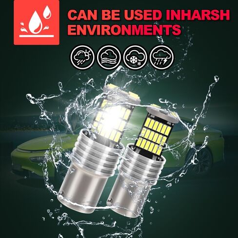 2 عبوة 1157 لمبات LED لسيارة هيونداي سنتافي 2001-2019 | 6000K أبيض 54-SMD DRL أضواء خلفية لإيقاف الفرامل DRL، إضاءة احتياطية/عكسية، مصابيح انتظار السيارات، وإشارات أمامية/انعطاف | خالية من الأخطاء في Canbus in Kuwait