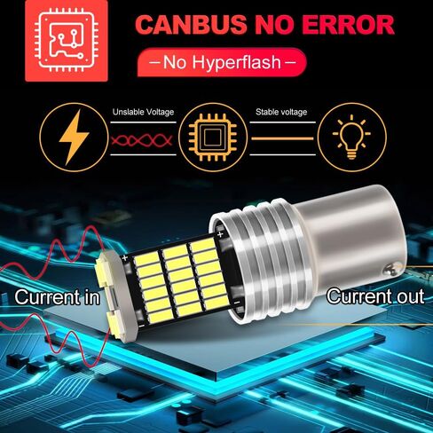 2 عبوة 1157 لمبات LED لسيارة هيونداي سنتافي 2001-2019 | 6000K أبيض 54-SMD DRL أضواء خلفية لإيقاف الفرامل DRL، إضاءة احتياطية/عكسية، مصابيح انتظار السيارات، وإشارات أمامية/انعطاف | خالية من الأخطاء في Canbus in Kuwait