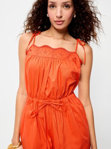 Old Navy Eyelet Tie-Strap Romper - Moonfish Orange in Kuwait
