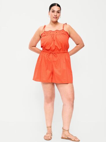 Old Navy Eyelet Tie-Strap Romper - Moonfish Orange in Kuwait