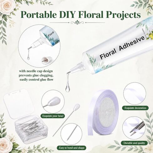Floral Arrangement Tools Floral Tape Wire Set Adhesive Glues Boutonniere Flower Pin Stem Cutter Elastic Pearl Wrist Corsage Band White Ribbon Kit for Wedding Corsage Supply Bouquet Craft in Kuwait