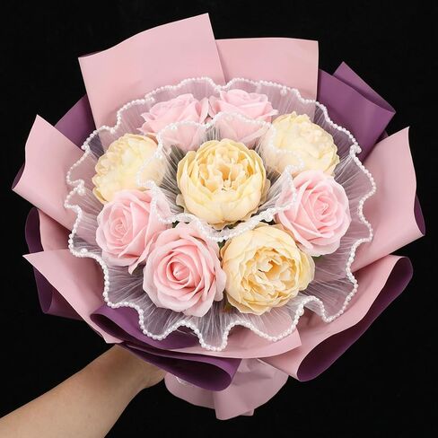 Matwsec 3.8 Yard Flower Wrapping Mesh Paper, Pearl Edge Bouquet Wrapping Paper Wrinkled Translucent for Party Favor Decor, Florist Supplies Wedding Gift Packaging Mother's Day Valentine's Day in Kuwait