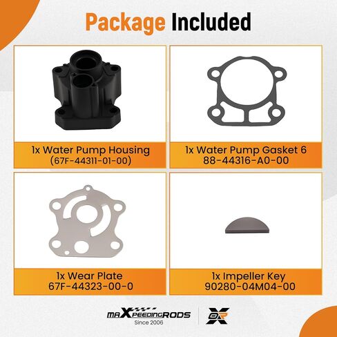 طقم دفاعة مضخة مياه خارجية من maxpeedingrods لياماها 75 80 90 100 HP 4 محركات السكتة الدماغية استبدال 67F-W0078-00 67F-44311-01-00 in Kuwait