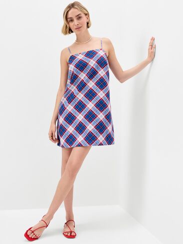 Old Navy Strappy Mini Shift Dress - Blue Plaid in Kuwait
