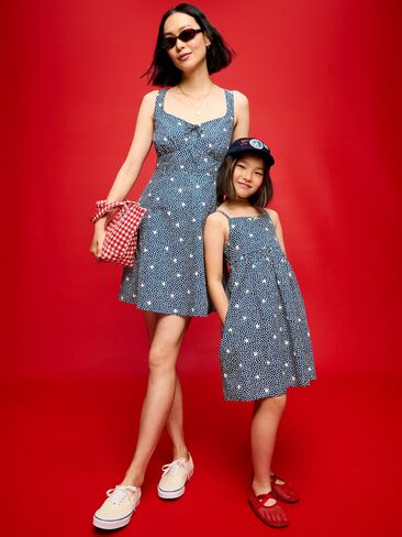 Old Navy Old Navy x Disney Mickey Mouse Fit & Flare Cami Mini Dress for Women - Multi Stars in Kuwait