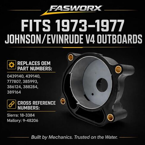 FASWORX Premium Water Pump Impeller Repair Kit with Housing for 1973-1977 Johnson Evinrude V4 85 115 135 HP Outboards, Replaces OEM 0439140 439140 777807 18-3384, Dual-Tube Recirculating System in Kuwait