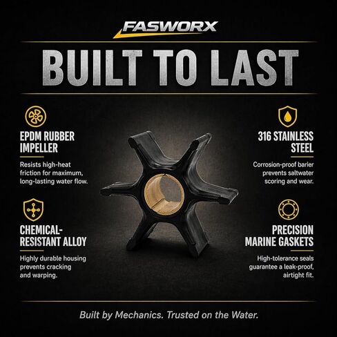 FASWORX Premium Water Pump Impeller Repair Kit with Housing for 1973-1977 Johnson Evinrude V4 85 115 135 HP Outboards, Replaces OEM 0439140 439140 777807 18-3384, Dual-Tube Recirculating System in Kuwait