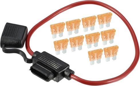 5A Standard Blade Style Fuse 12 AWG Fuse Holder Waterproof 12 Gauge Fuse Holder Blade Style Inline Fuse Holder Metal Black in Kuwait