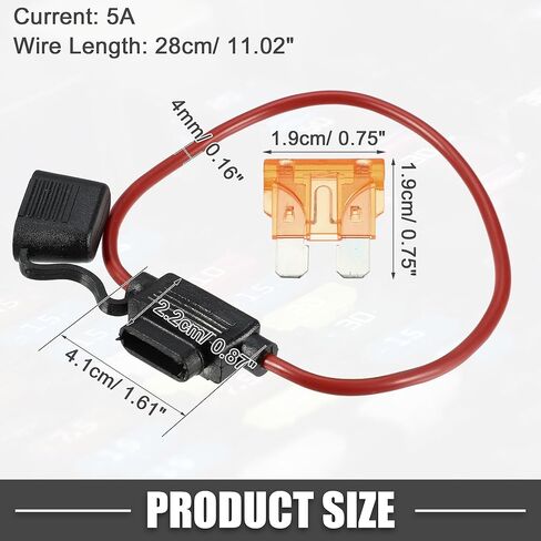 5A Standard Blade Style Fuse 12 AWG Fuse Holder Waterproof 12 Gauge Fuse Holder Blade Style Inline Fuse Holder Metal Black in Kuwait