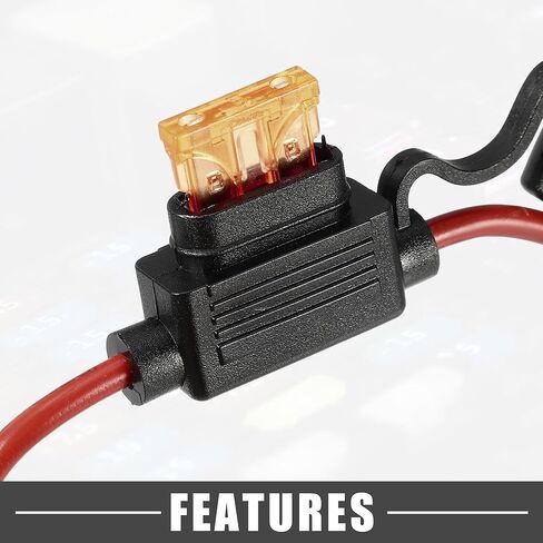 5A Standard Blade Style Fuse 12 AWG Fuse Holder Waterproof 12 Gauge Fuse Holder Blade Style Inline Fuse Holder Metal Black in Kuwait