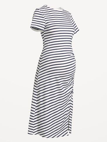 فستان متوسط ​​الطول مكشكش بأكمام قصيرة للحوامل من Old Navy - خطوط بحرية in Kuwait