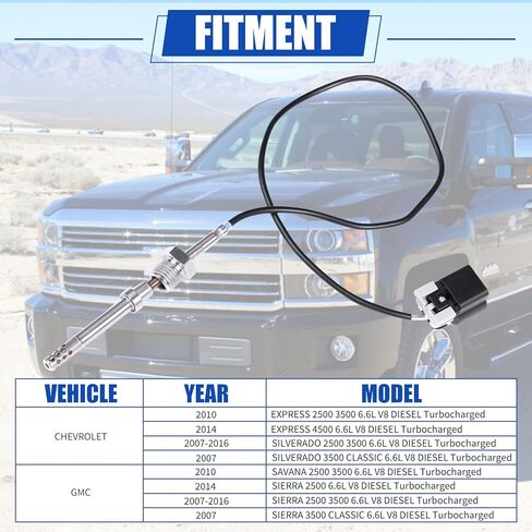 213-4778 12643246 مستشعر درجة حرارة غاز العادم EGT متوافق مع 2007-2016 شيفروليه سيلفرادو 2500 3500 Express 2500 3500 GMC Sierra 2500 3500 6.6L V8 DIESEL Turbocharged 12623113 12598444 in Kuwait