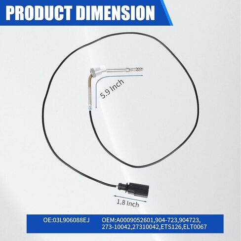 03L906088EJ Exhaust Gas Temperature Sensor EGT Compatible with 2011-2013 Volkswagen Jetta/Beetle/Golf 2.0 TDI 2011-2013 Audi A3 2.0L L4 A0009052601 904-723 ETS126 ELT0067 in Kuwait