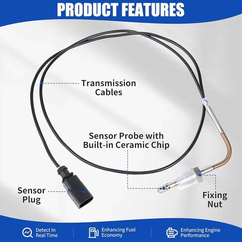 03L906088EJ Exhaust Gas Temperature Sensor EGT Compatible with 2011-2013 Volkswagen Jetta/Beetle/Golf 2.0 TDI 2011-2013 Audi A3 2.0L L4 A0009052601 904-723 ETS126 ELT0067 in Kuwait