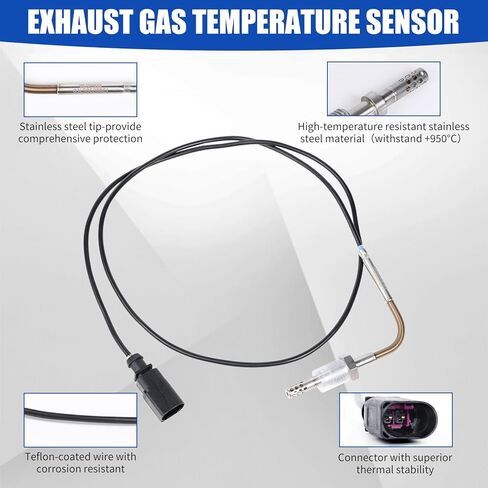 03L906088EJ Exhaust Gas Temperature Sensor EGT Compatible with 2011-2013 Volkswagen Jetta/Beetle/Golf 2.0 TDI 2011-2013 Audi A3 2.0L L4 A0009052601 904-723 ETS126 ELT0067 in Kuwait