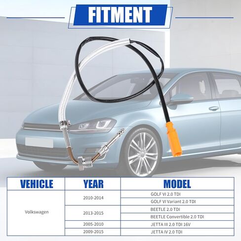 03L906088T 03L906088R مستشعر درجة حرارة غاز العادم EGT بديل متوافق مع 2010-2014 Volkswagen GOLF VI 2013-2015 BEETLE 2005-2010 JETTA III 2009-2015 JETTA IV 2.0 TDI ASTE0025 in Kuwait