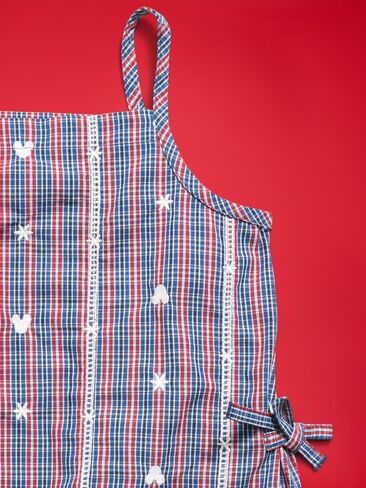 Old Navy Old Navy x Disney Mickey Mouse Sleeveless Side-Tie Top for Toddler Girls - White & Blue Plaid in Kuwait