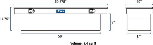 UWS EC10212 صندوق أدوات الشاحنة المصنوع من الألومنيوم ذو الجدار الثقيل باللون الأسود اللامع مقاس 60 بوصة، غطاء صلب in Kuwait