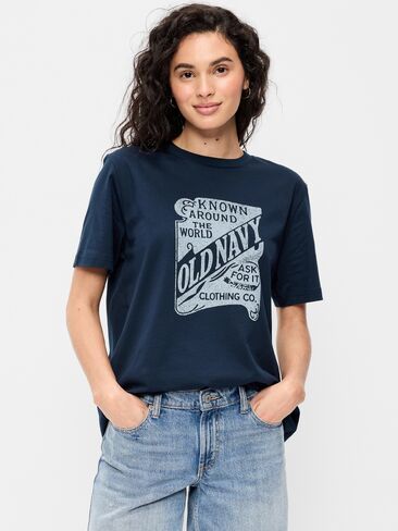 Old Navy Graphic T-Shirt for Adults - Navy Blue in Kuwait