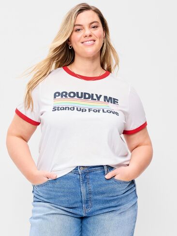 تي شيرت Old Navy Pride Ringer - كالا ليلي أبيض in Kuwait